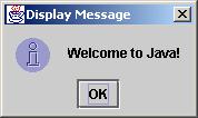 Displaying Text in a Message Dialog Box you can use the showmessagedialog method in the JOptionPane class JOptionPane is one of the many predefined classes in the Java system, which can be reused