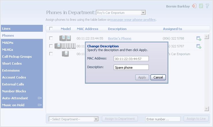 Figure 8: Modify Phone Description dialog box 4.2 Moving phones between departments To move a phone between departments, follow these steps: 1.