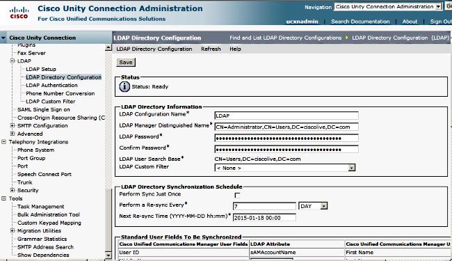 LDAP directory account settings User attributes to be synchronized Synchronization schedule LDAP server Hostname or IP address and port number 7.