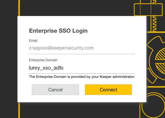 Then enter the Enterprise Domain as provided by the Keeper Administrator (entered