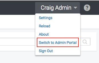 Switch to the Admin Portal from the pull down menu.