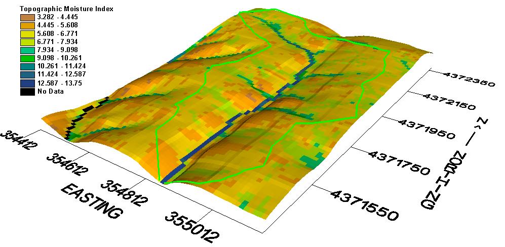 Pond Branch Catchment Control Topographic Index