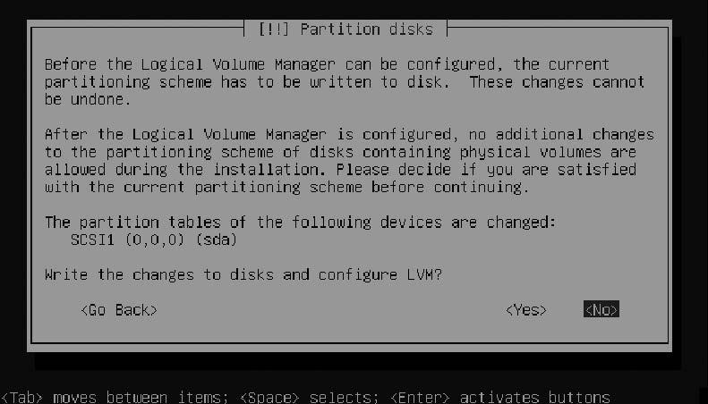 The partitioning program next tells you that it wants to write a basic partitioning scheme to disk before it can continue (see Figure 1-13).