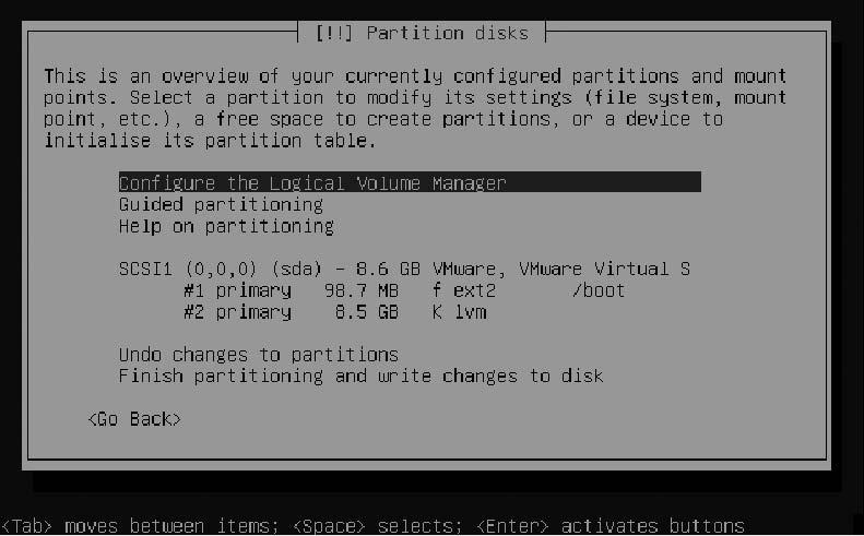 CHAPTER 1 INSTALLING UBUNTU SERVER 19 11. Select Create a new partition and accept the default in which all available disk space is assigned to the new partition.