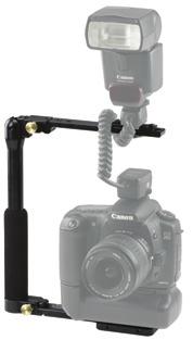 Pushing two buttons allows the bracket to be folded and easily stored in any camera bag.