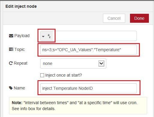 Choose the inject node and add it per Drag&Drop to the middle 3.