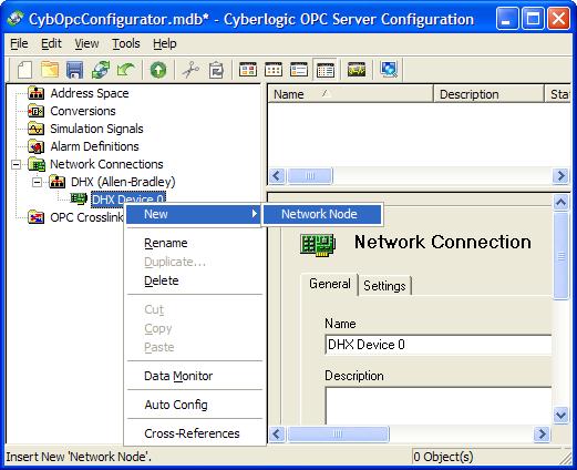 7. Right-click on the network connection you just created and select New,