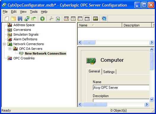 The editor will create a new folder called OPC DA Servers, containing a computer called New OPC DA Server Computer 3.