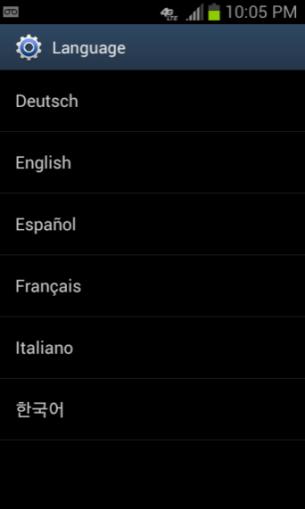 To select the language, go to the personal side of the device, locate the Language settings, and then,
