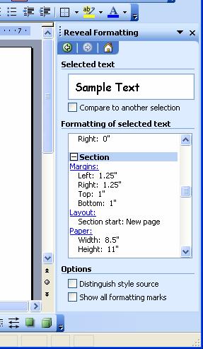 Page or Section formatting affects the layout of a physical page and can be applied to a whole document or to parts of a document that are separated by section breaks.