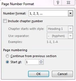 11 2.3.1 Change page numbering after a section break Insert a Section Break (Please See Section 2.3.2 for instructions on creating a Section Break) Double click in the area around a page number in the new section to open the Header & Footer tool bar.