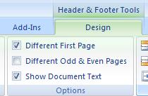 MAKE THE FIRST PAGE HEADER OR FOOTER DIFFERENT FROM THE REST OF THE PAGES 1. On the first page of the document, double click the header or footer area. 2.