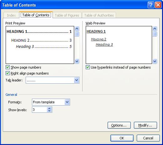 STEP TWO INSERT TABLE OF CONTENTS 1. Click where you want to insert the table of contents, usually at the beginning of a document. 2.