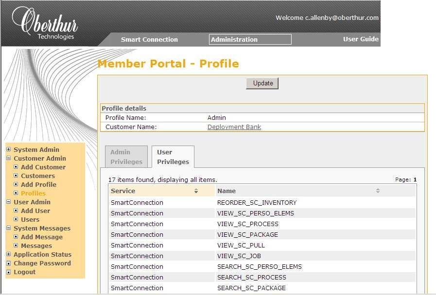 Figure 53 The Member Portal Profile Screen, User Tab Make the necessary changes and click Next.