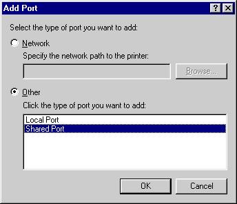 Shared Port, as the port to add, as shown below.