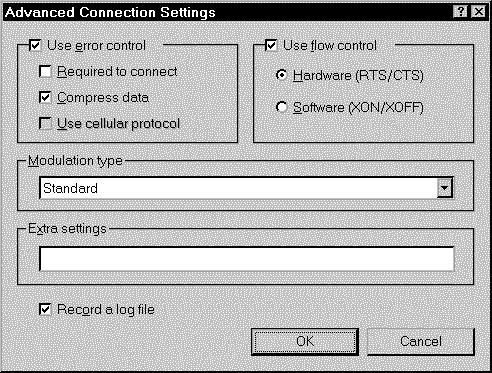 6. Use Dial-up Networking to make your on-line connection normally. A log file MODEMLOG.TXT will be created in your Windows directory. 7.