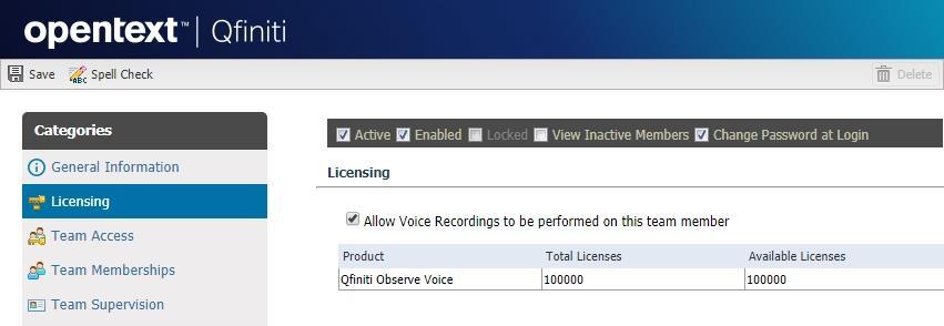 Select Licensing from the left pane to display the Licensing screen.