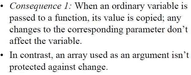 Passing Array as Argument The fact that an array