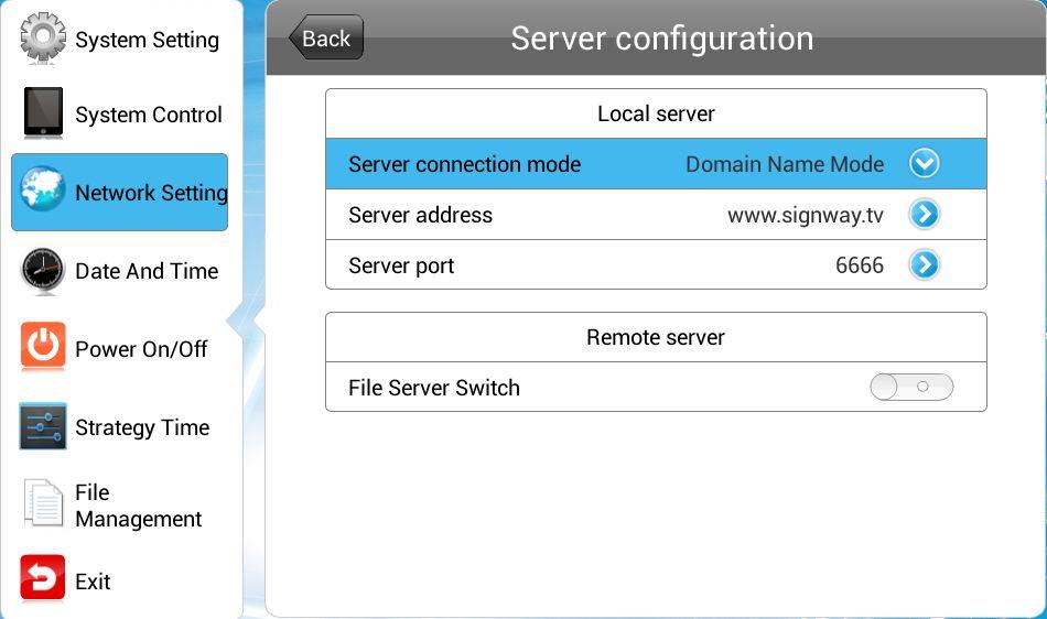 Remote Server Enable the remote file server and then