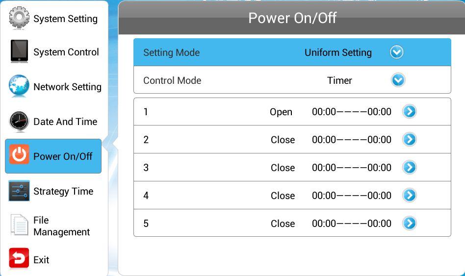 1. Choose Setting Mode. Week Setting - This mode will have the unit turned on/off automatically at your specified time on each day of each week.