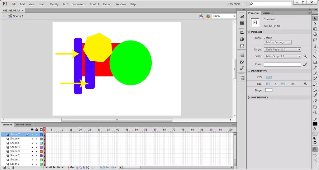 3-18 Adobe Flash Professional CS6: A Tutorial Approach Figure 3-28 The Import shapes.psd to Stage dialog box 2. From the Check Photoshop layers to import area of the Import shapes.