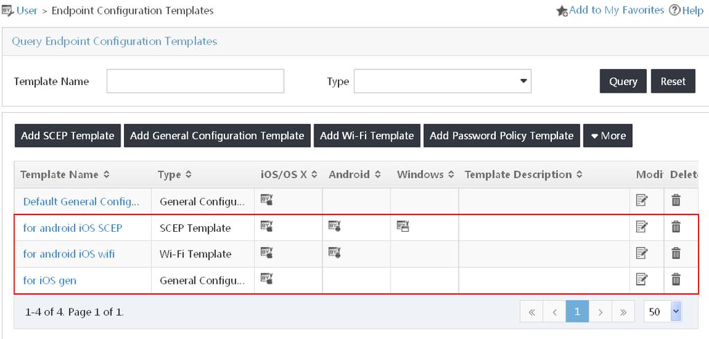 Figure 37 Viewing the configuration templates Configuring an endpoint configuration distribution policy 1.