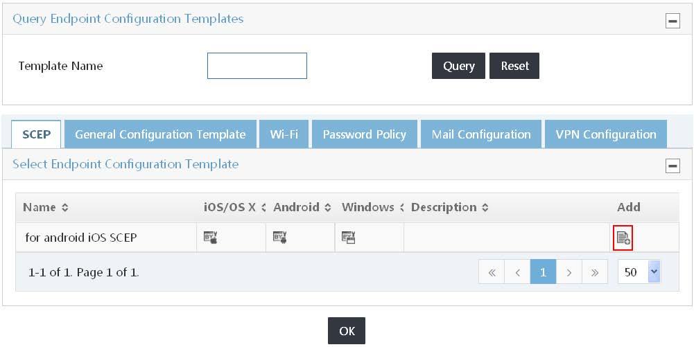 Figure 39 Configuring the endpoint configuration distribution policy 4. Select endpoint configuration templates: a. In the Select Endpoint Configuration Template area, click Add. b.