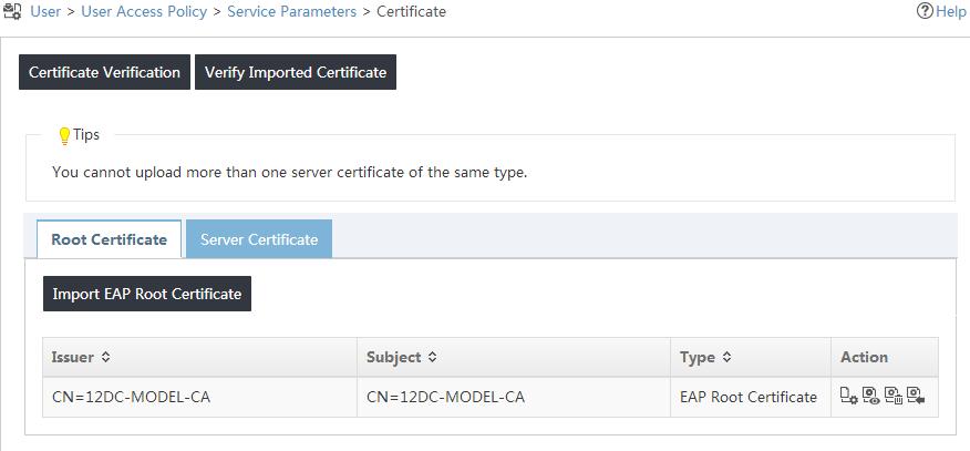 Figure 45 Viewing the imported root certificate 6.