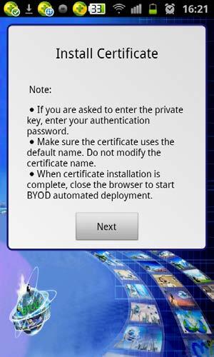 Figure 79 Install Certificate page 8. Click Next. The Extract from PKCS12 keystore page opens. 9.
