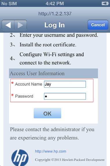 Enter the account name jay and password 1, as shown in