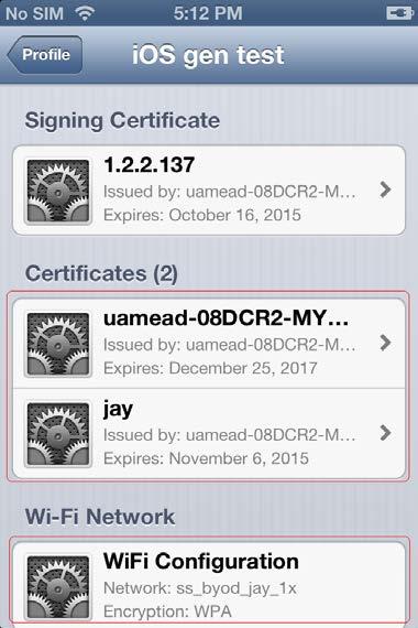 Figure 94 Viewing the profile details 13. Open the WLAN settings page and connect to the SSID ss_byod_jay_1x.