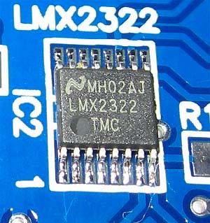 ) IC2 LMX2322 Place the LMX 2322 to the PCB and by soldering fixate the top right leg and the bottom left leg.