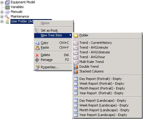 SYS 600 9.3 1MRS757708 3.5 Creating Tree Items To create a new folder Right-click the icon or name of the folder where you want to create the new folder and click New Tree Item and then Folder.