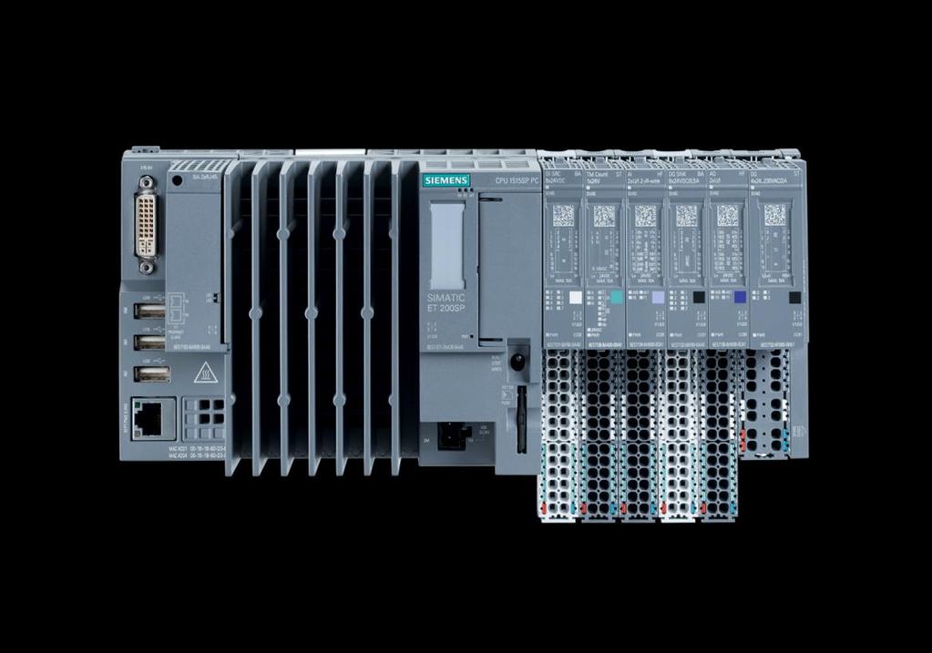 ET 200SP Open Controller: System highlights All-in-One system (PLC+HMI) + Control: S7-1500 Software Controller Visualization: WinCC RT Advanced V13 SP1 Multifunctional automation system Performance