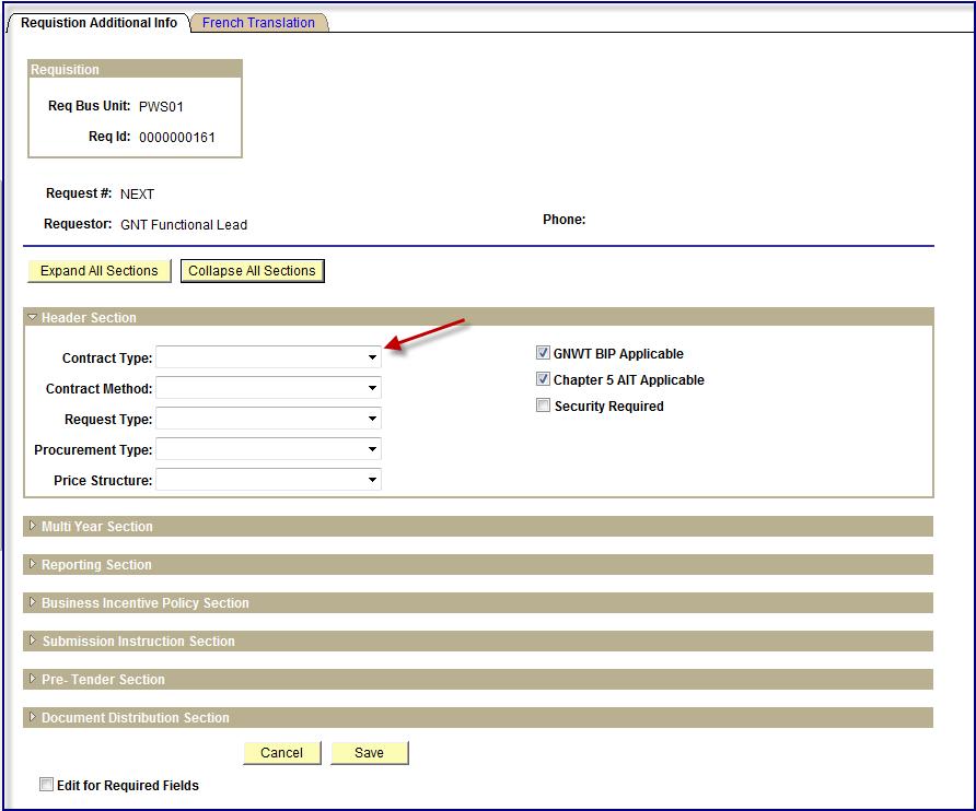 30. Click the Contract Type list. 31. Select the applicable Contract type 32. Click the Contract Method list. 33.