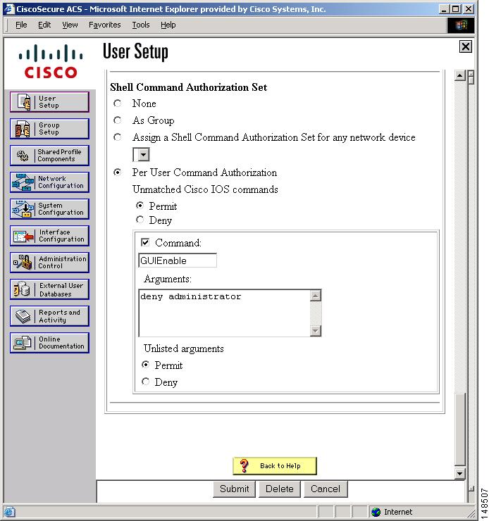 Configuring a TACACS+ Server for Use with the GSS Chapter 4 Figure 4-8 Assigning Operator-Level Privileges to a User from Cisco Secure ACS 6.