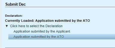 When you select Application submitted by ATO the below document ATO