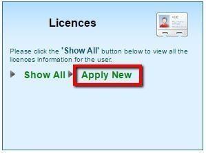 To apply for a new licence, select the applicant from your membership list. Click Apply New in the applicant s Licences box. In the Licence Application box, select the Discipline (e.g.