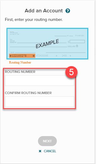Add your Routing Number and