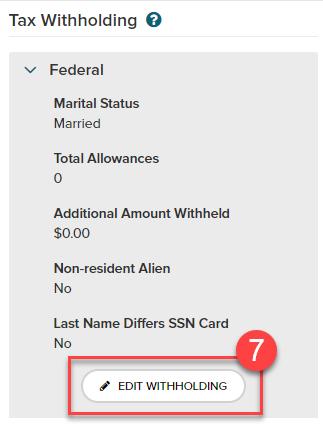 7. Select Federal under Tax Withholding and Edit Withholding.