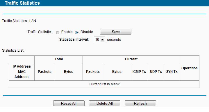 Figure 4-116 Statistics Statistics Status - Enable or Disable. The default value is disabled. To enable it, click the Enable button.