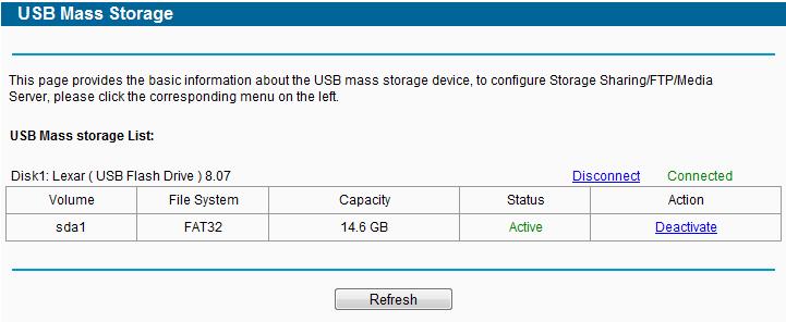 There are six submenus under the USB Settings menu (shown in Figure 4-48): USB Mass Storage, User Accounts, Storage Sharing, FTP Server and Media Server.