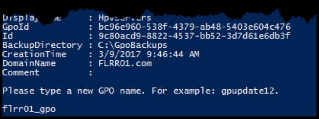 Figure 31. Enter a GPO name. 7. Enter a Group Policy object (GPO) name. In the example in Figure 31, flrr01_gpo is used. Associate the OU with the GPO. 8.