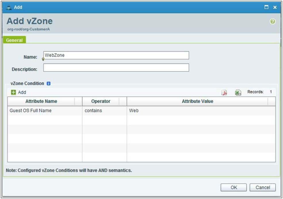 After defining the vzones; WebZone as an example, select the Edit tab to classify the zone, as shown in Figure 16.
