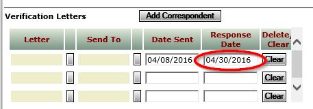 IMPORTANT You MUST enter the Response Date by clicking Edit and entering the date in the individual record.