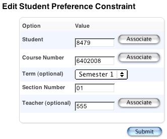 3. Click Student Pref. The Student Preference Constraints page appears. 4. Click New. The Edit Student Preference Constraint page appears. 5.