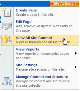 select View All Site Content.