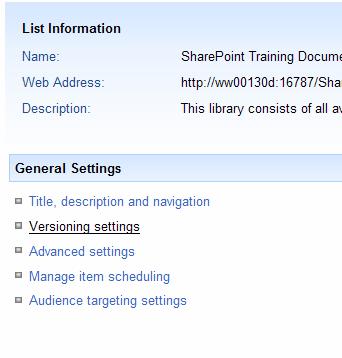 Library Settings -> Versioning Settings -> Require