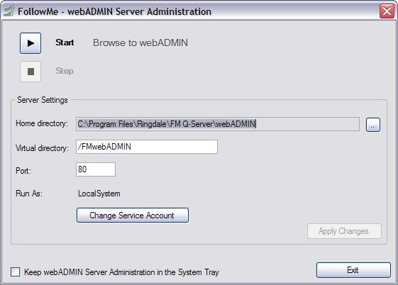 Once the service is started, click n Exit t return t the FllwMe Q-Server setup wizard.