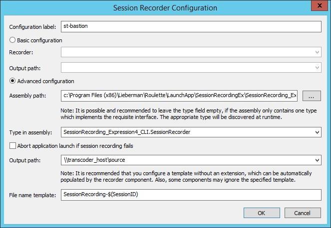 138 Configuring Application Launching and Session Recording File name template - the default value is SessionRecording-$(SessionID).